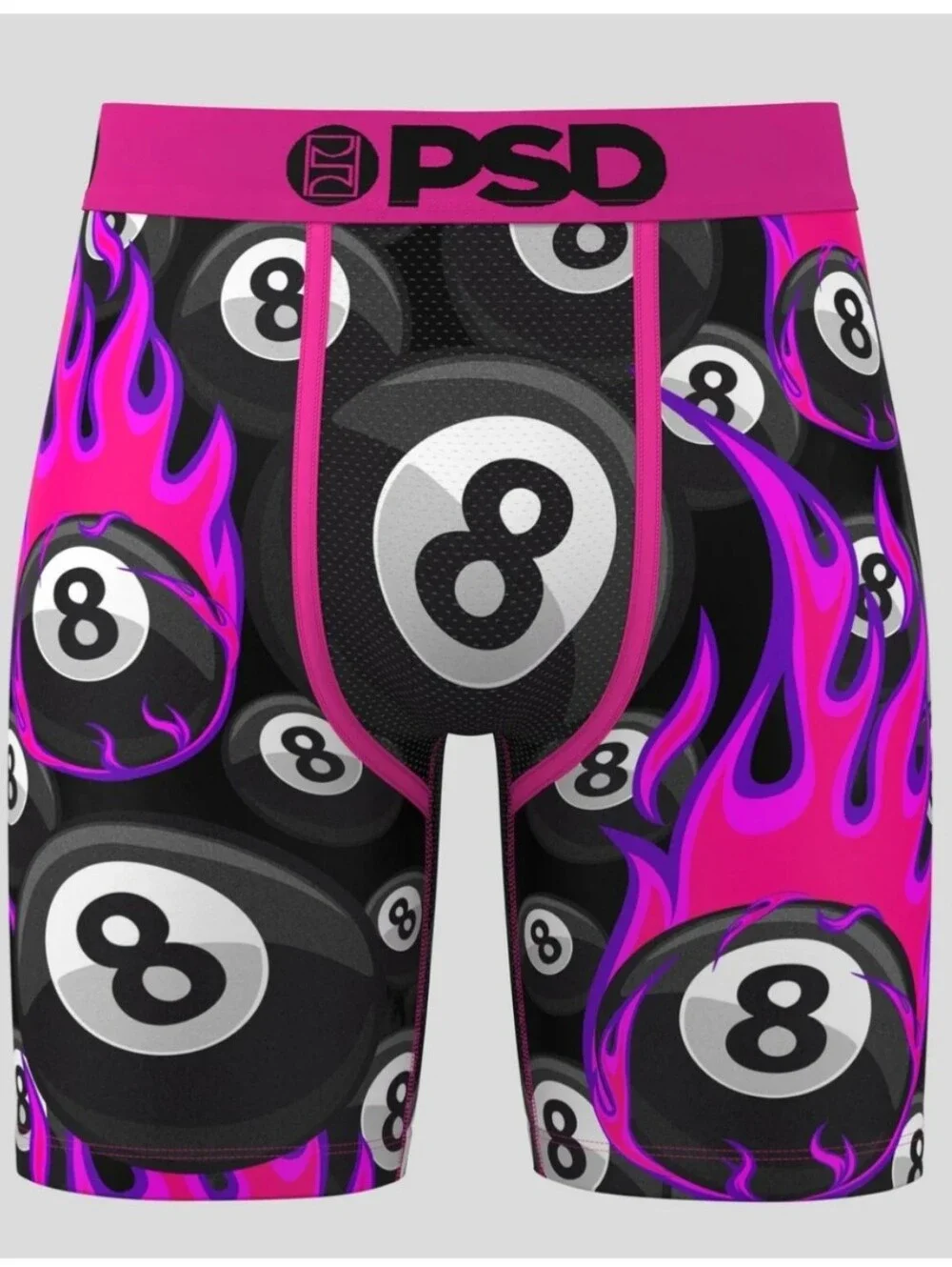 NEW! PSD Men’s Pink & Black 8-Ball Flame Boxer Briefs sz Medium NWT